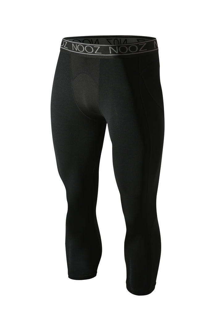  Mens 3/4 Compression Pants, Running Workout Tights, Cool Dry  Capri Athletic Leggings, Yoga Gym Base Layer, X-Vent Capris Black, Large