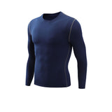 Mens Thermal SubZero Fleece Compression Long Sleeve Shirts - Navy Blue / M - Compression Shirts