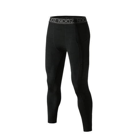 NOOZ All-season Mens cool dry Capri Baselayer Compression Pants w/ Phone Pocket - Black / Small - Compression Pants