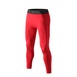 NOOZ All-season Mens cool dry Capri Baselayer Compression Pants w/ Phone Pocket - Red / Medium - Compression Pants